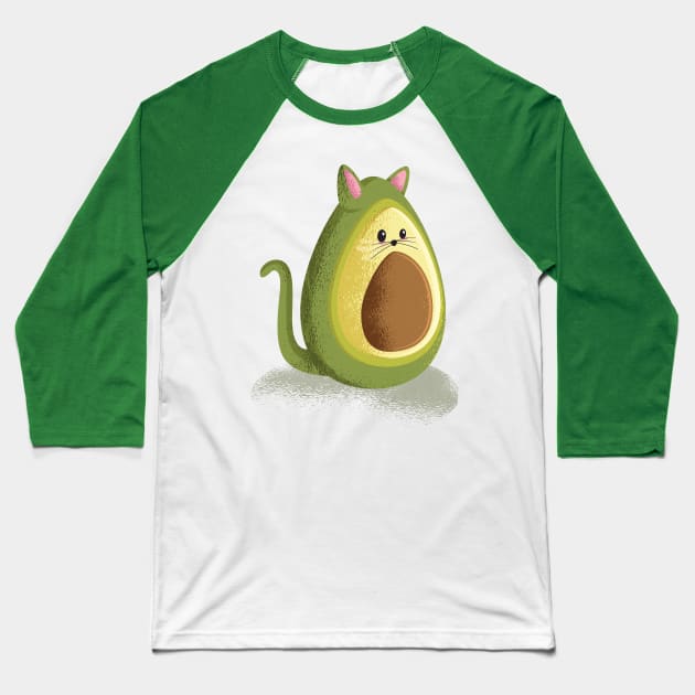 Avocado Cat Baseball T-Shirt by madeinchorley